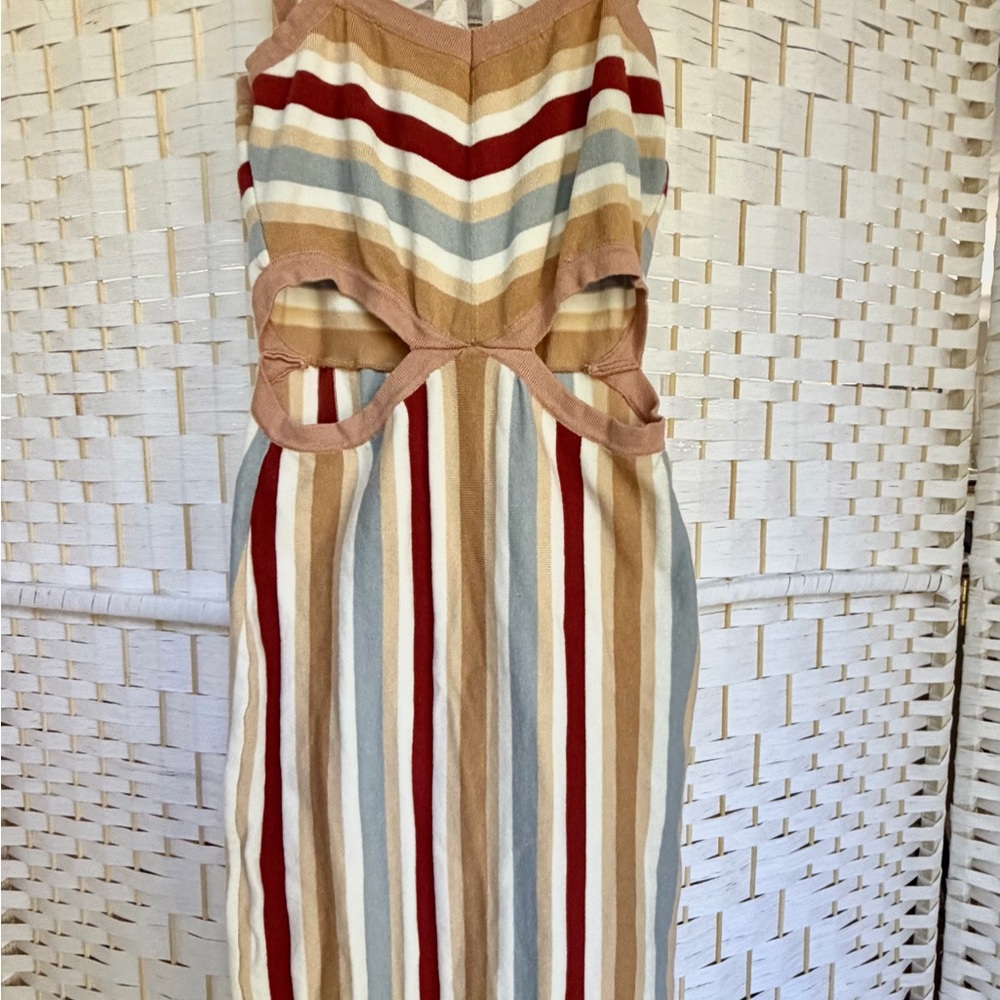 Vici Multicolor Striped Cutout Midi Dress